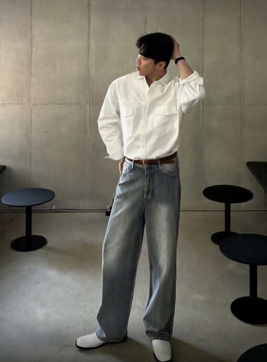 J54 霧感直筒牛仔褲 (淺藍light blue 深灰dark gray)