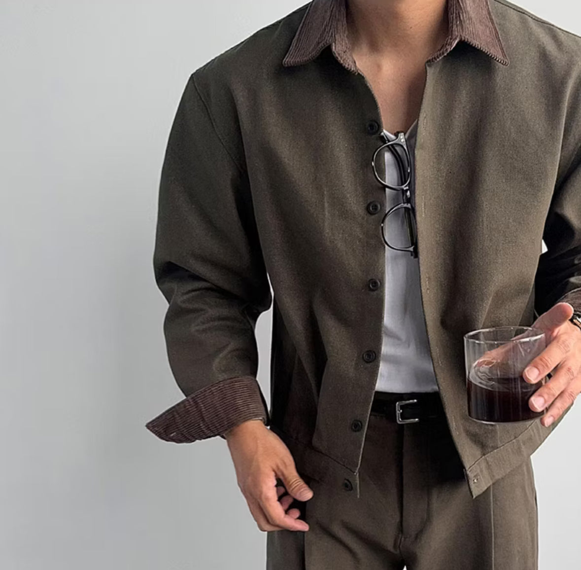 A46 短版工裝拼色夾克 (黑black 卡其色Khaki)
