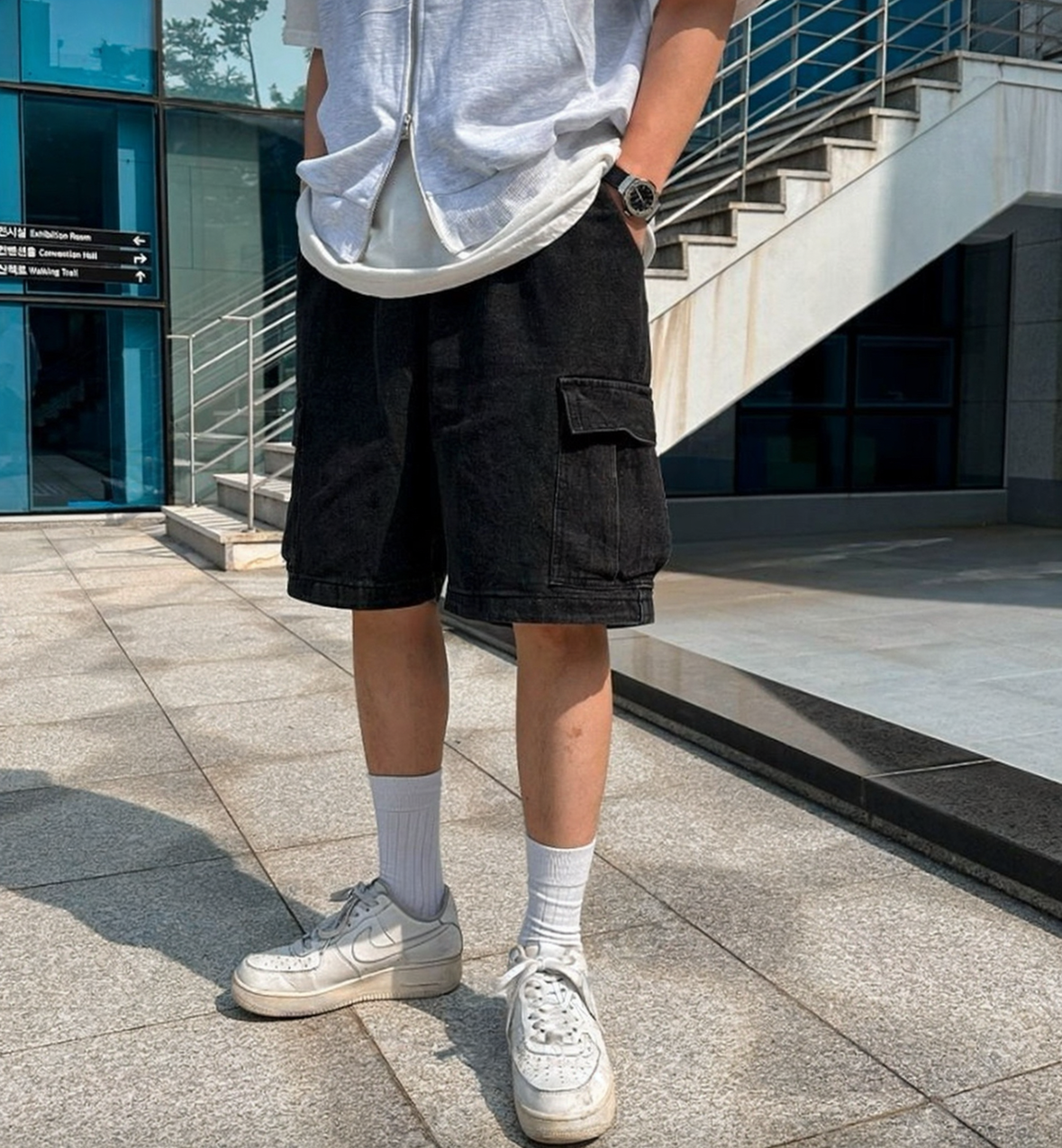 j37 denim cargo shorts (four colors)