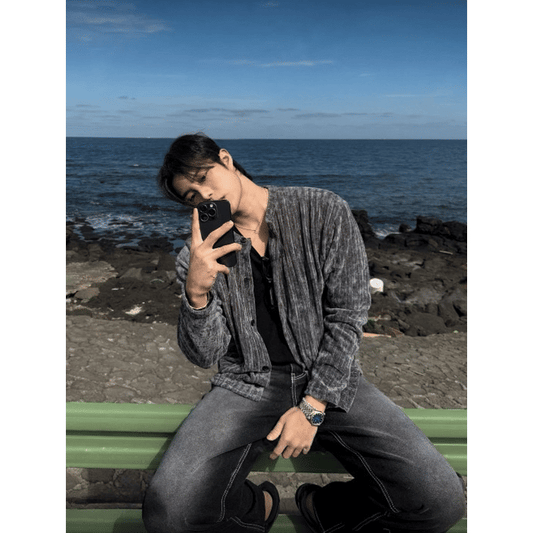 A86 Velvet Satin Jacket (Black and Gray)