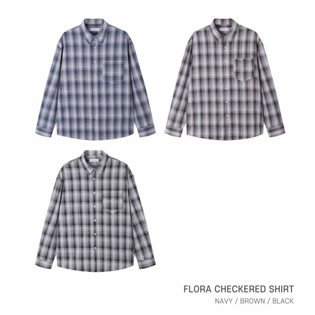 B48 floral check shirt (3 colors)