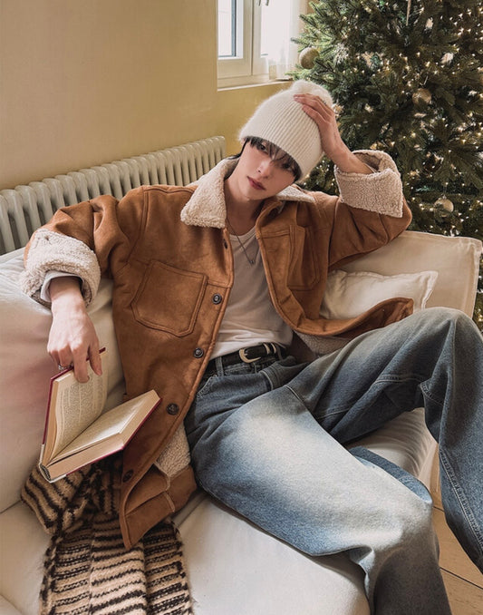 J94 水洗寬版牛仔褲 (藍 深藍)