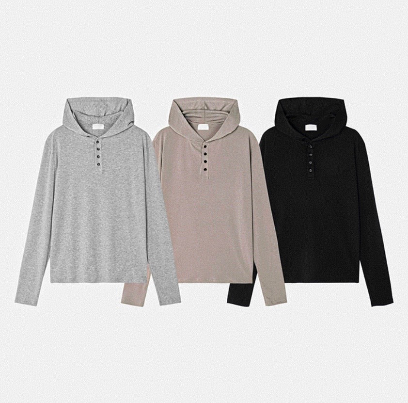 B181 亨利領連帽上衣 (3色)
