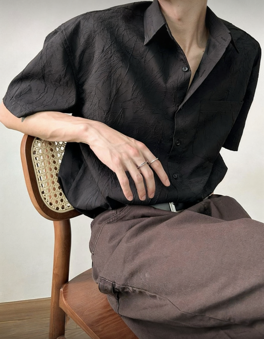 B109 裂紋質感寬鬆襯衫 (3色)