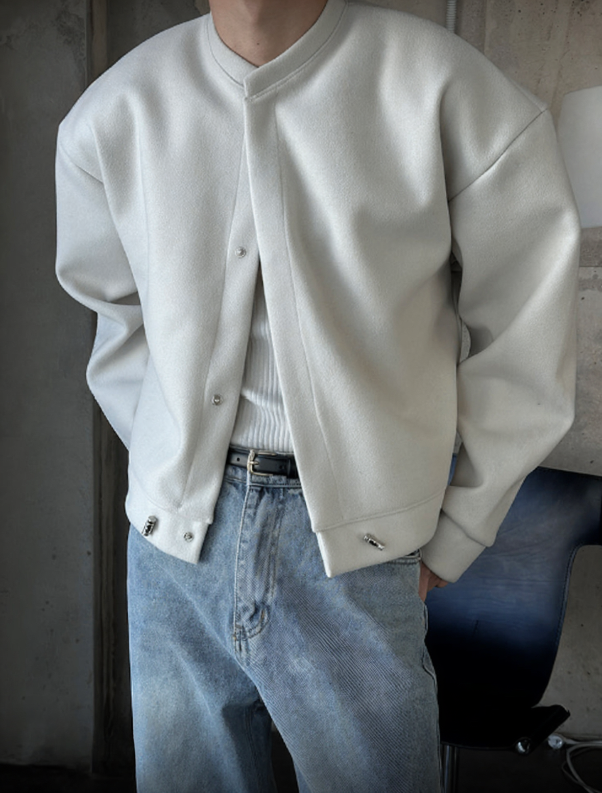 A47 Short Simple Cardigan Jacket (Black, Brown, NEW Ivory)