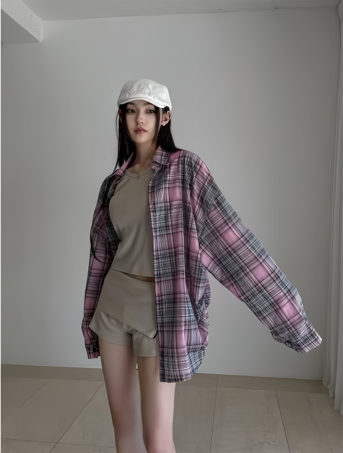 B60 Side Drawstring Plaid Shirt (3 colors)