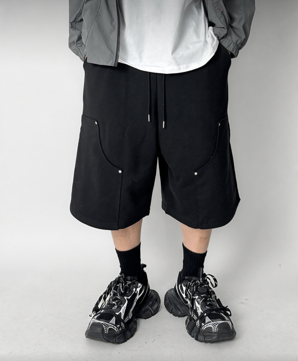 J50 Rivet Thick Workwear Shorts (Black/Gray)