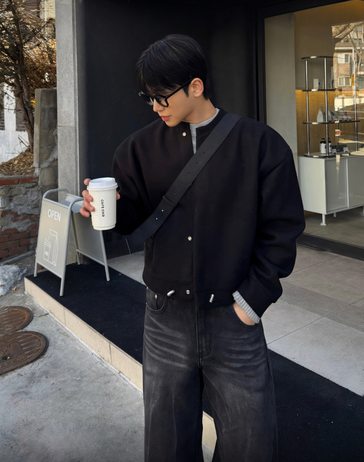 A47 Short Simple Cardigan Jacket (Black, Brown, NEW Ivory)
