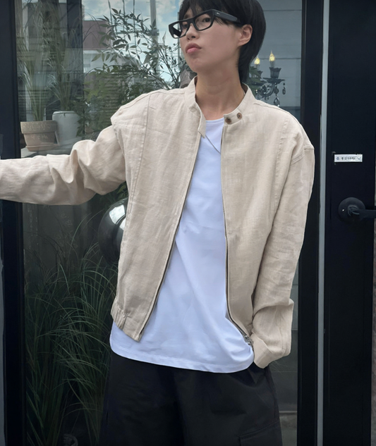 A67 亞麻騎士夾克 (黑black 燕麥色oatmeal)