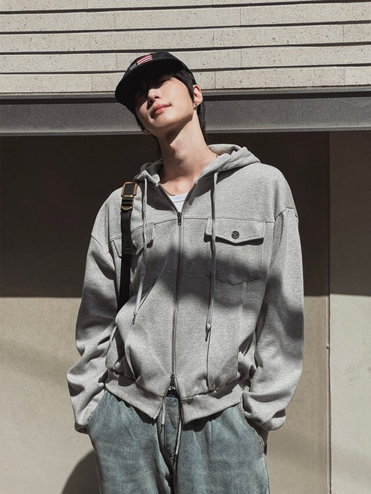 A87 Double Pocket Stiff Hooded Jacket (3 Colors)