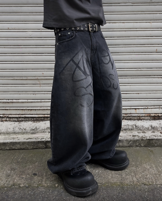 J63 末日塗裝街頭氣球褲 (黑 藍)