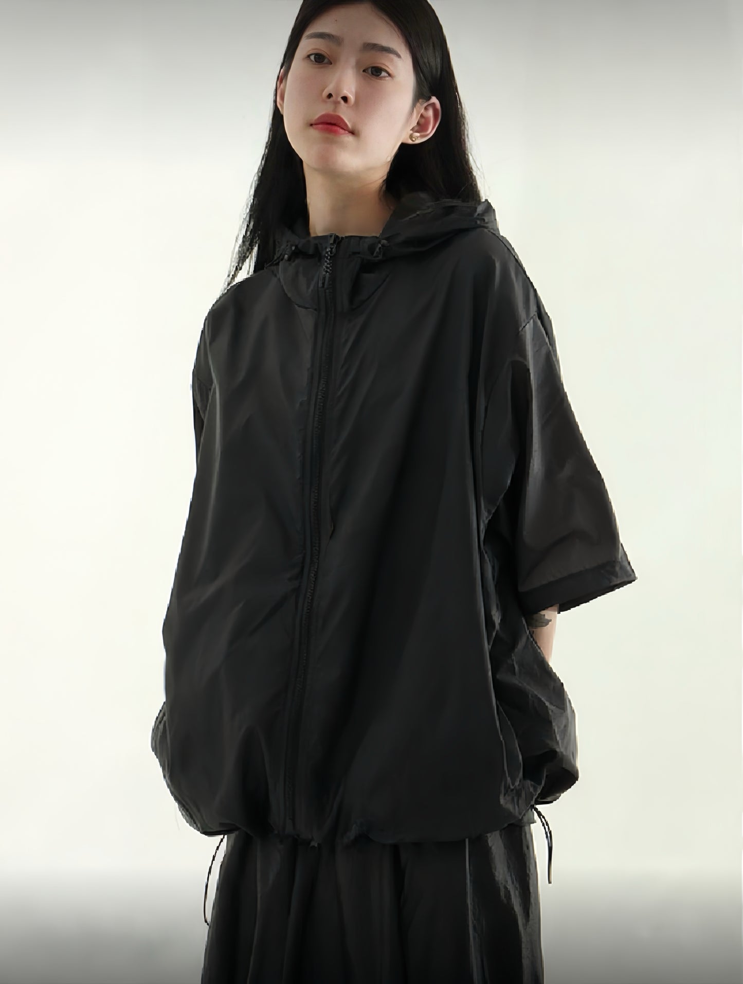 A57 Outline Hooded Short Sleeve Windbreaker (four colors)