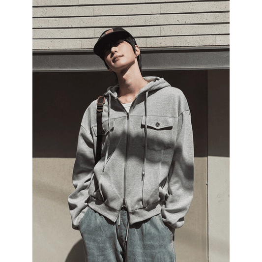 A87 Double Pocket Stiff Hooded Jacket (3 Colors)