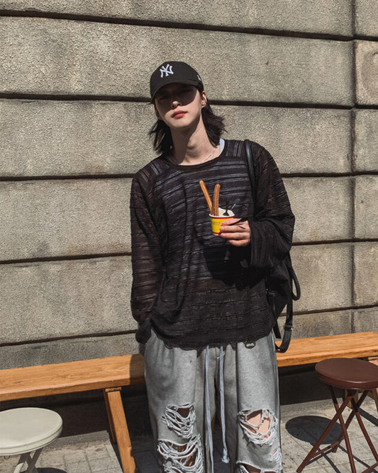 B76 波希米亞風針織衫 (黑black 象牙ivory )