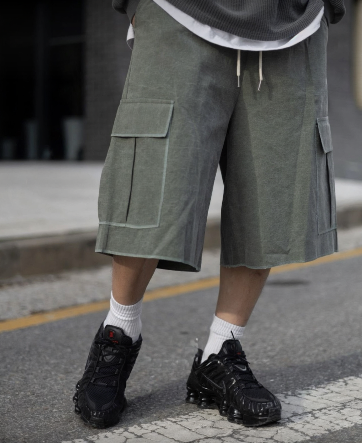 J52 Washed Straight Work Shorts (Gray Khaki)