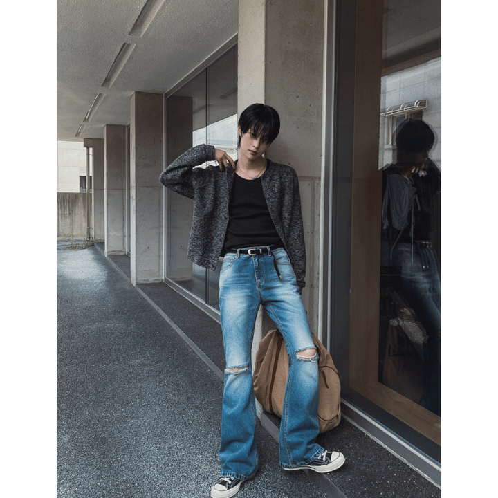 J69 追光裂縫喇叭牛仔褲
