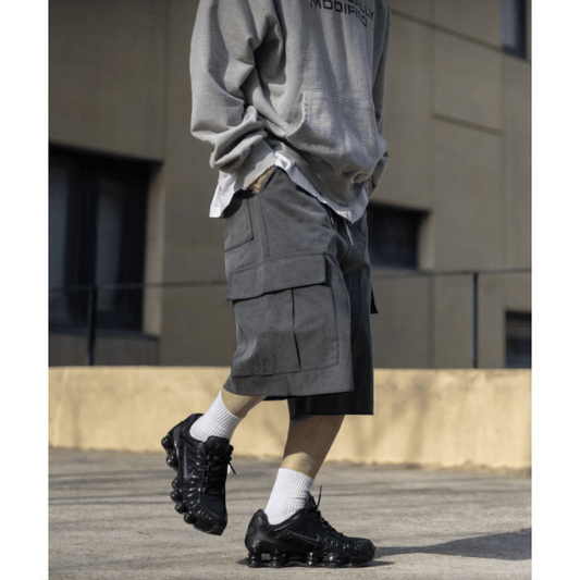 J52 水洗挺版工裝五分褲 (灰gray 卡其khaki)