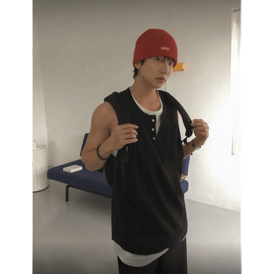 B110 華夫格層次排釦背心 (4色)