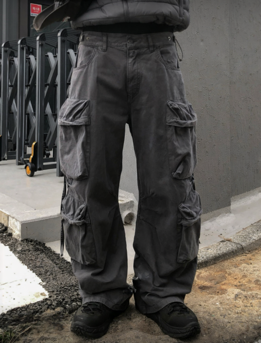 J29 多褶多口袋工裝褲