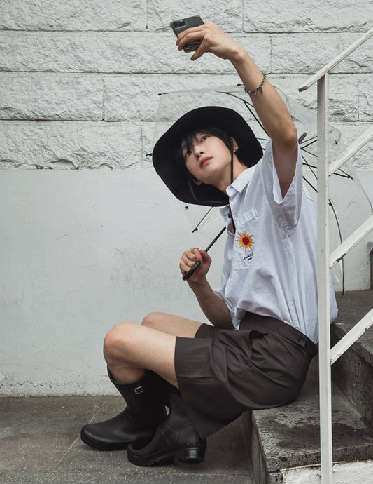 J57 帕布羅條紋短褲 (灰gray 木炭charcoal)