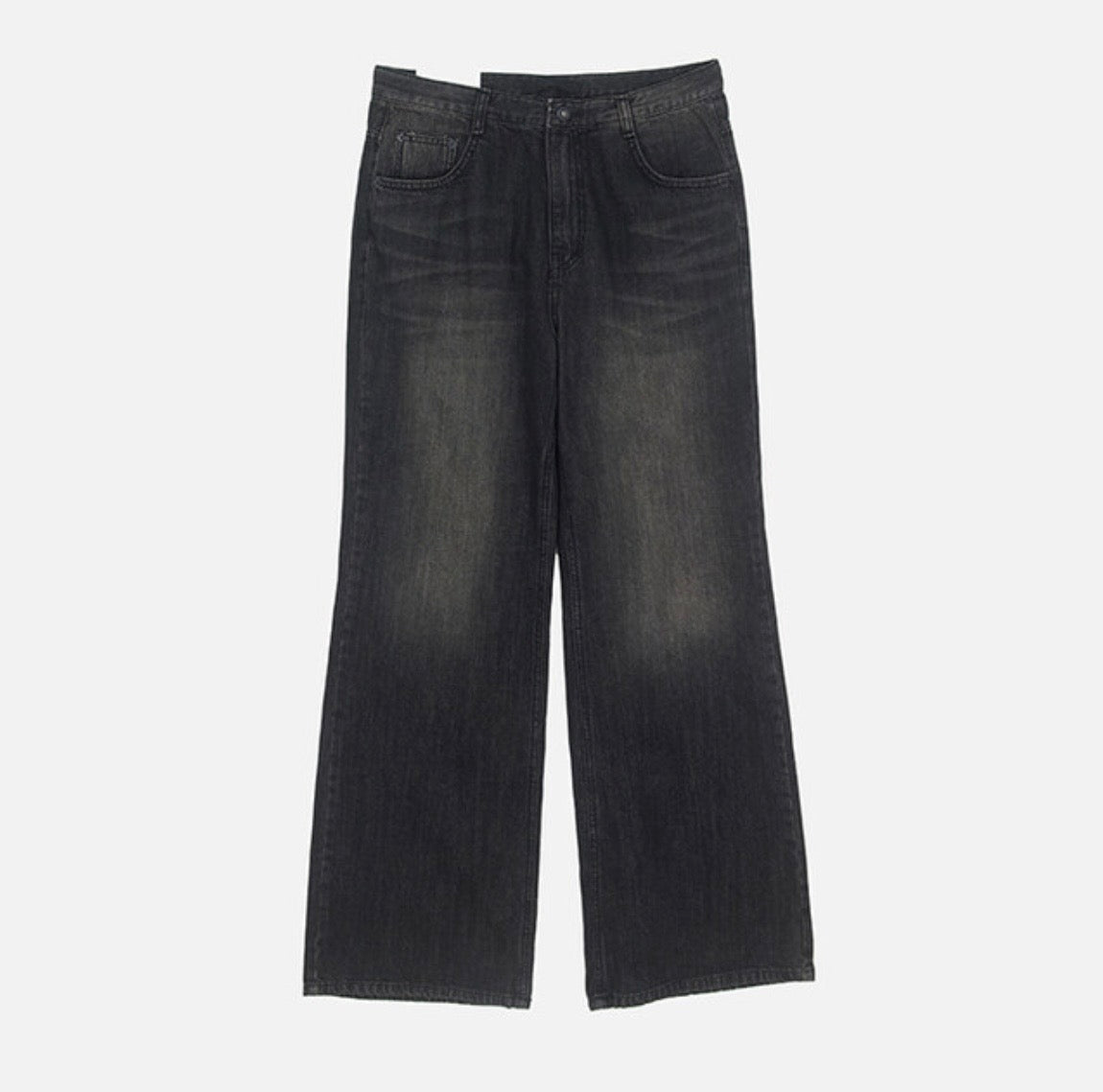 J83 復古刷色喇叭褲 (黑 藍)