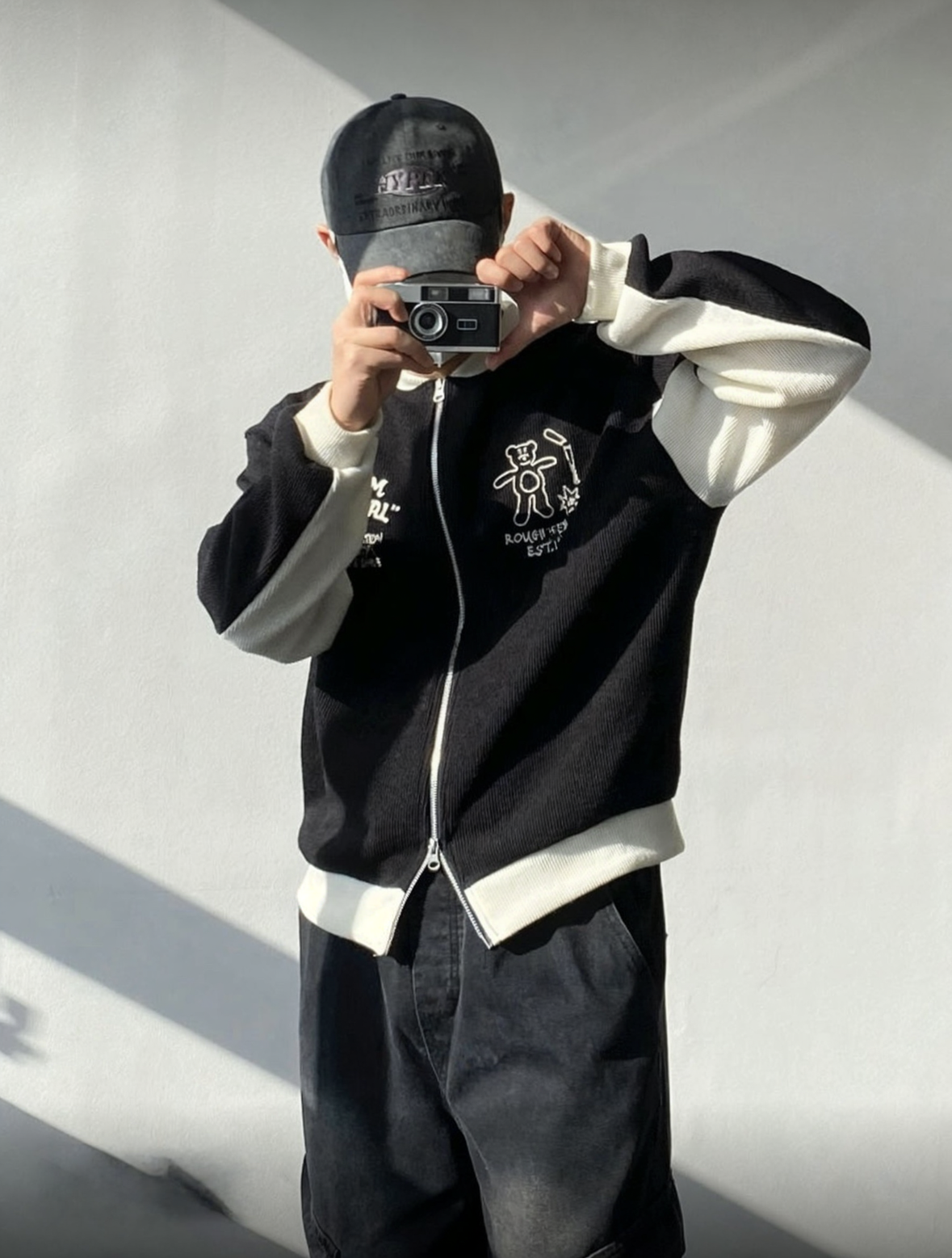 A82 American Retro Bear Knit Baseball Jacket (3 Colors)