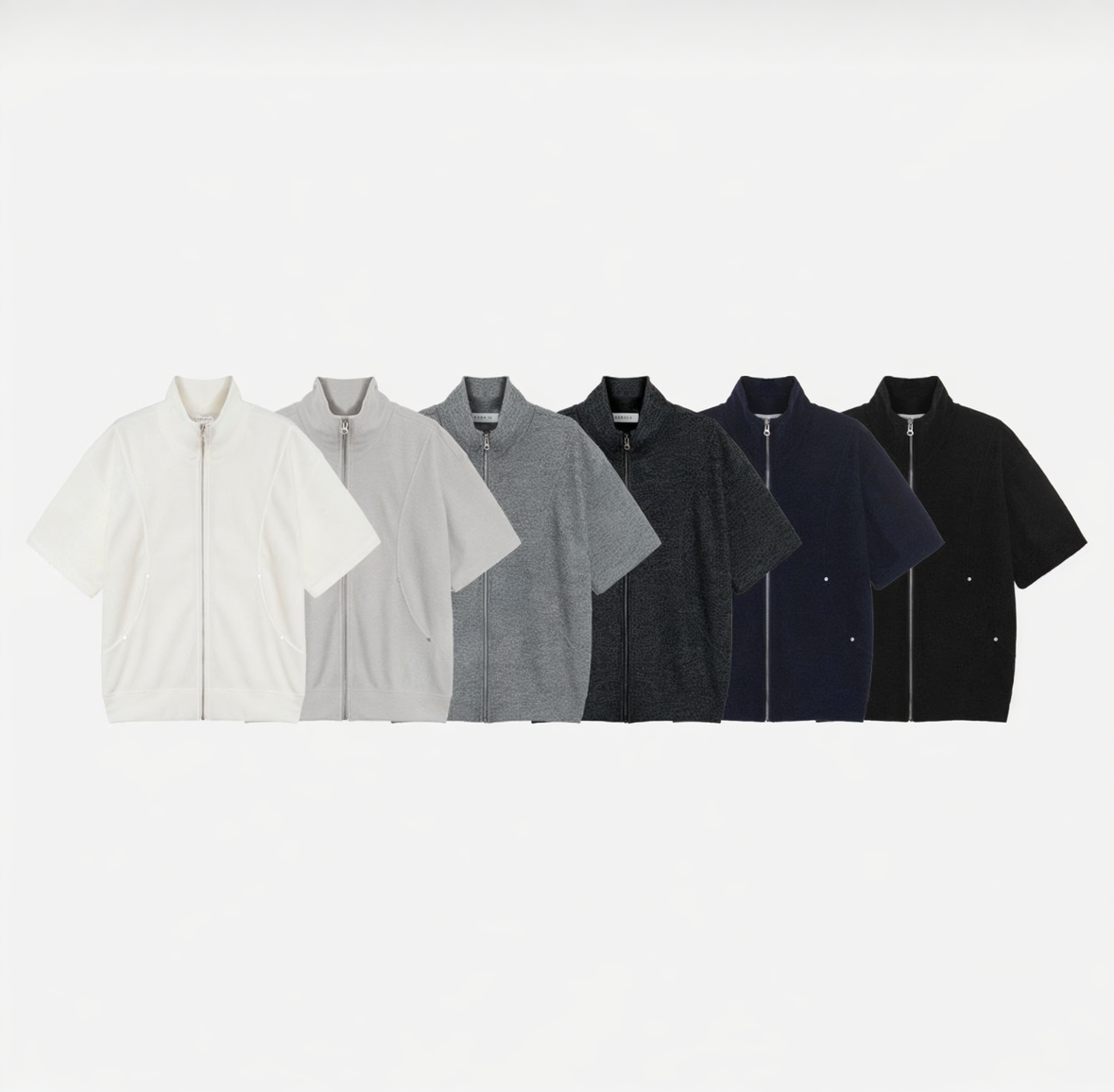 B59 時尚鉚釘拉鍊針短袖織衫 (6色 six colors)
