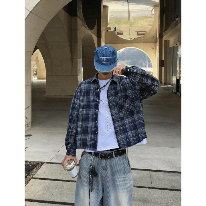 A76 率性短版格紋襯衫 (3色)