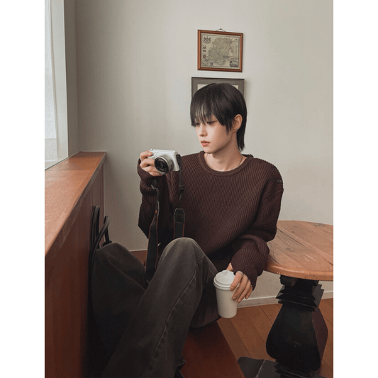B130 溫柔感單肩釦針織毛衣 (4色)