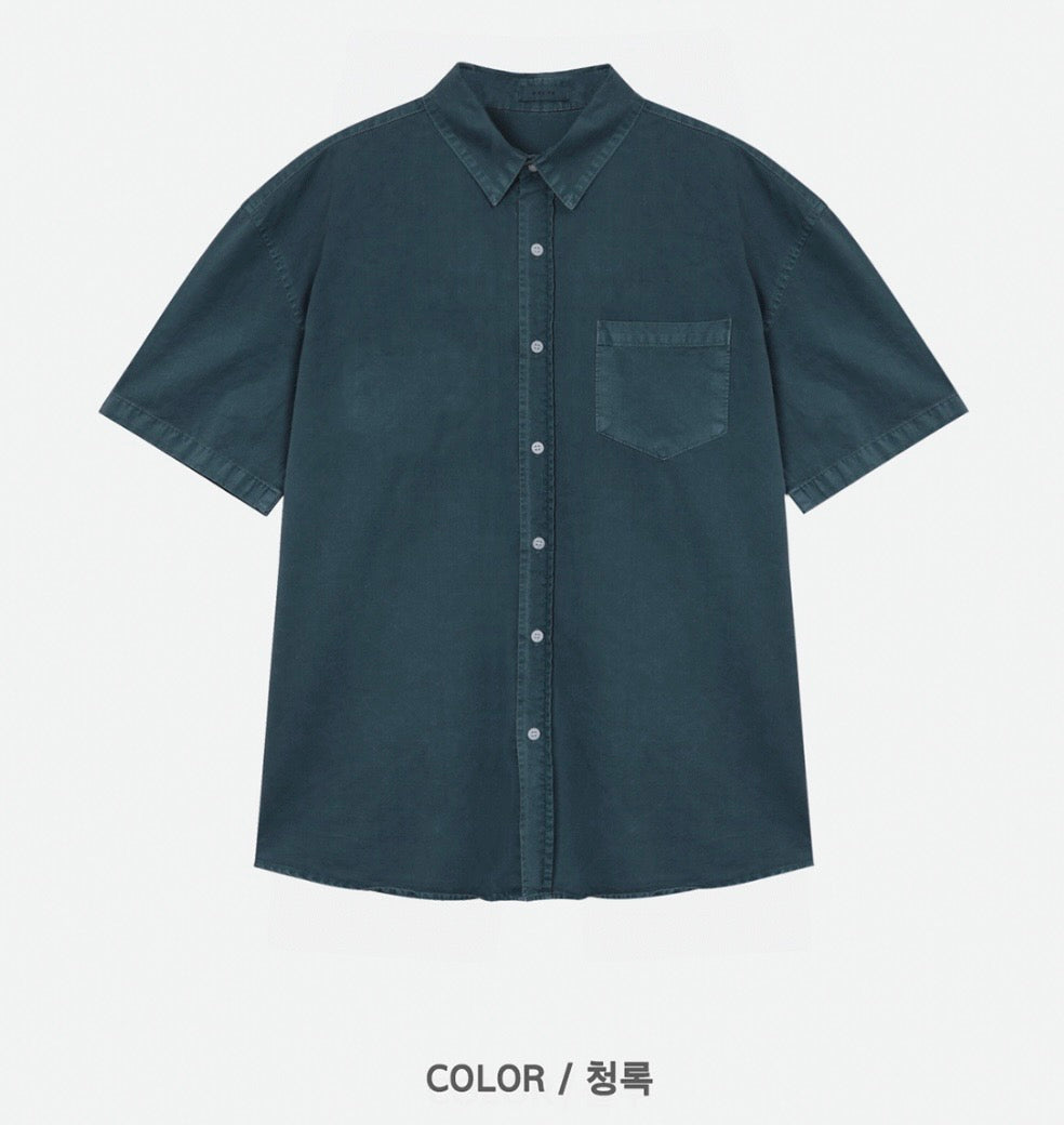 B200 顏料水洗寬版襯衫 (6色)