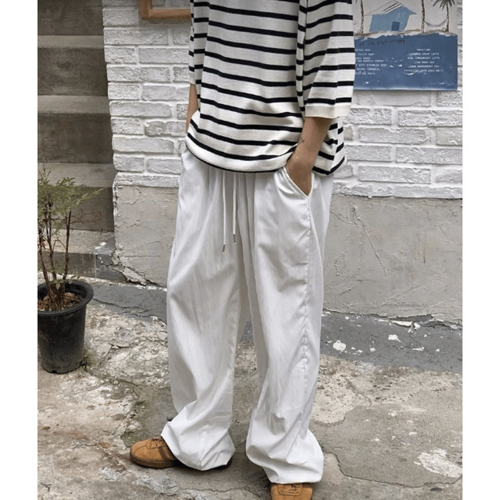 J51 Nylon Loose Fit Pants (White/Beige)