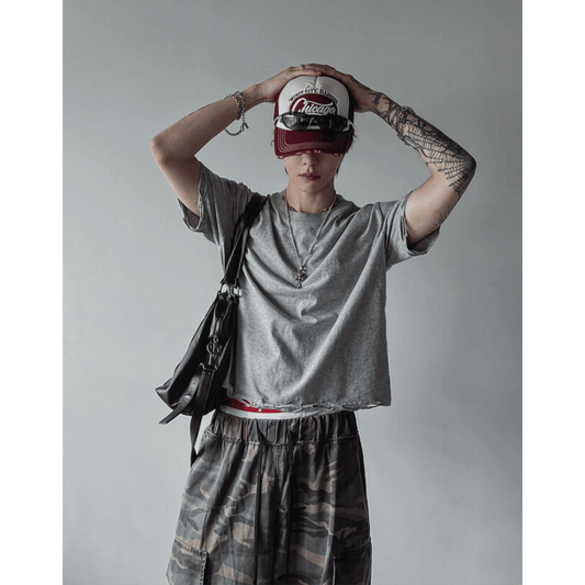 B135 低調破損T恤 (3色)