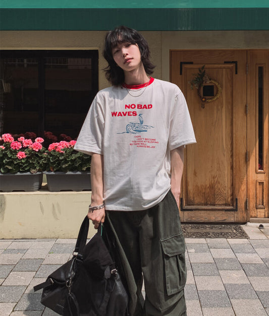 B72 no bad waves衝浪短袖T恤 (白white 藏青navy)