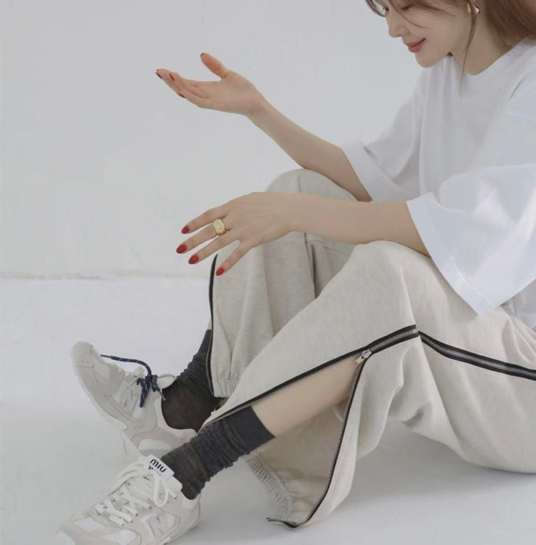 J21 side zipper sports casual pants (four colors)