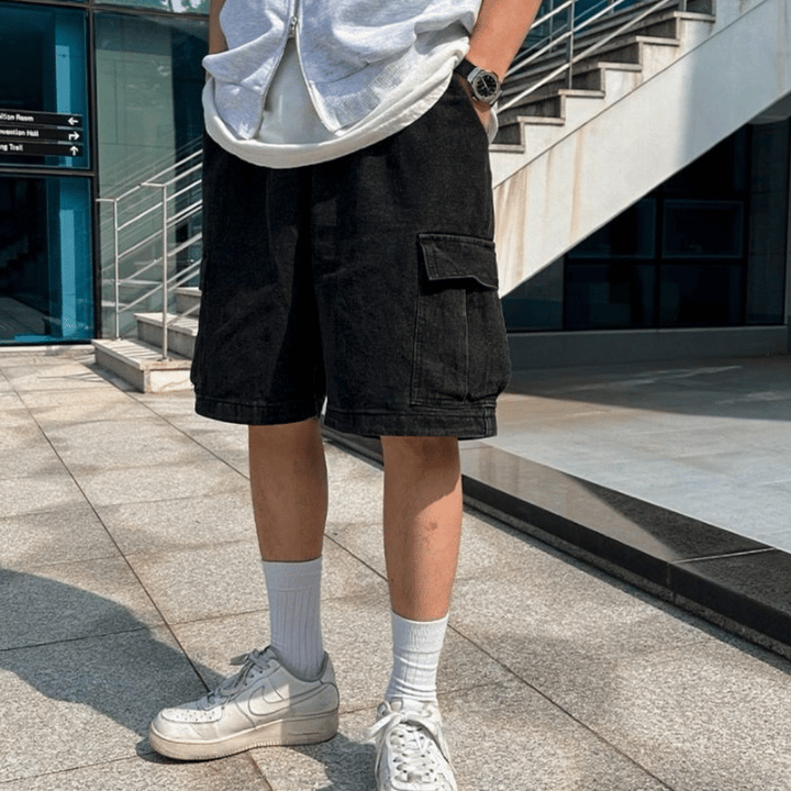 j37 denim cargo shorts (four colors)