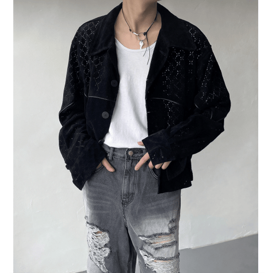 A55 奧利維安短版打孔夾克 (黑black 象牙ivory)「黑色預計等1週」