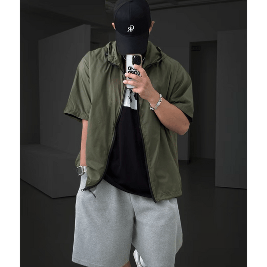 A57 輪廓連帽短袖防風外套 (4色 four colors)