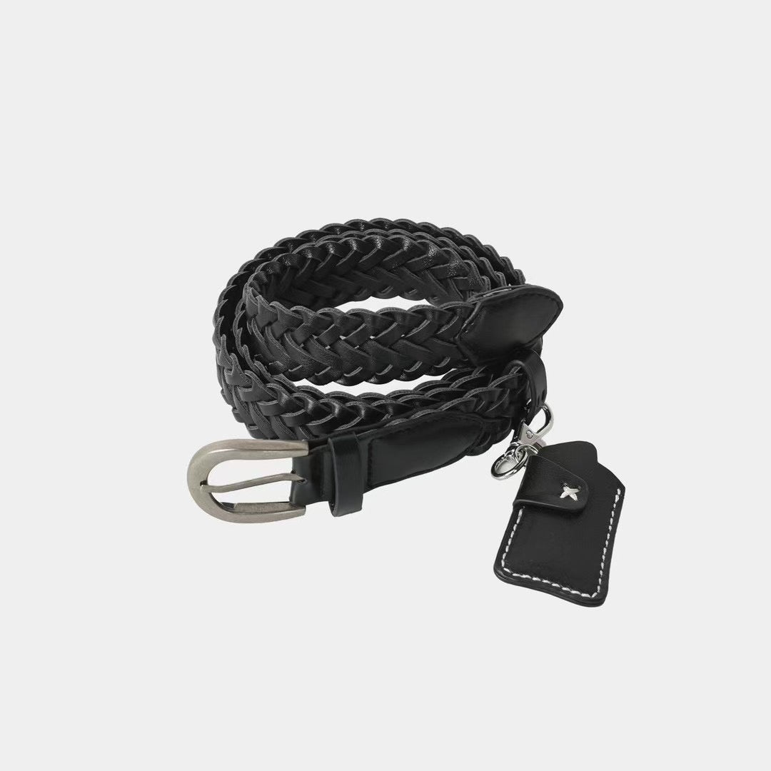 H3 braided leather belt (black and brown)
