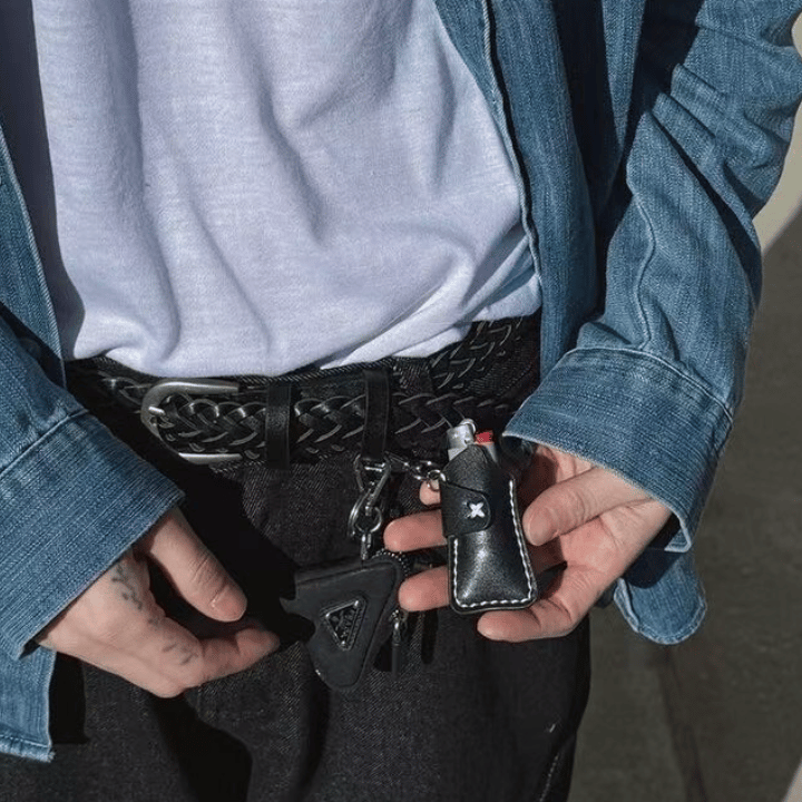 H3 braided leather belt (black and brown)