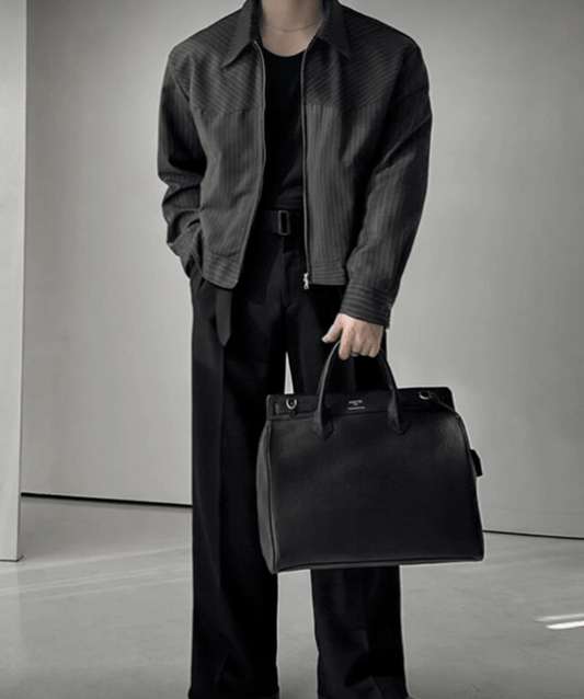 A54 西裝條紋短版夾克 (黑black 灰gray)