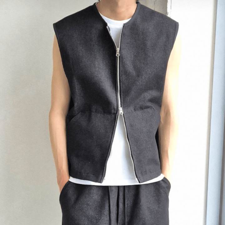 B57 Denim vest (black khaki)