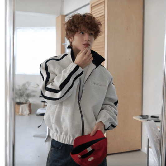 A59 粗花呢運動夾克 (黑black 象牙ivory)