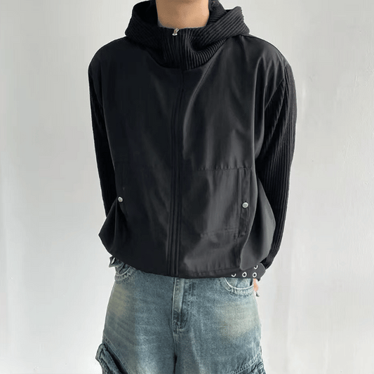 A58 CP拼接燈芯絨連帽外套 (3色 three colors)