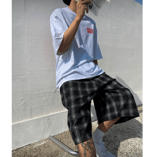 J47 格紋百慕達七分短褲 (黑black 棕brown)