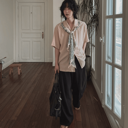 J46 韓系寬鬆休閒西裝褲 (米beige 黑black)