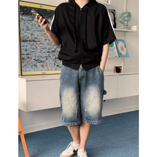 A73 華夫格連帽短袖運動外套 (4色 four colors)