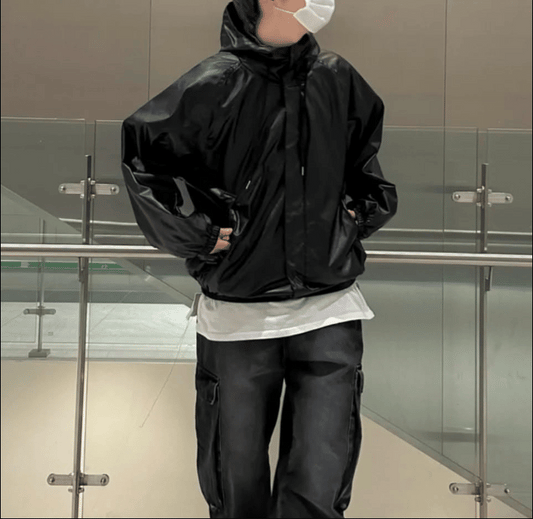 A28 皮革連帽外套