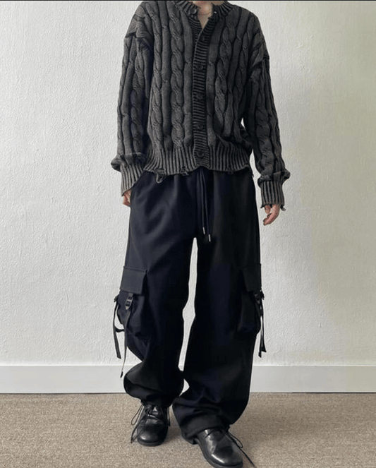 J20 立體雙口袋工裝褲 (黑black 灰gray)