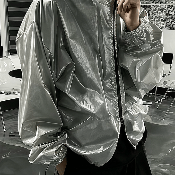 A32 短版亮面防風外套 (古銅Bronze 銀Silver)