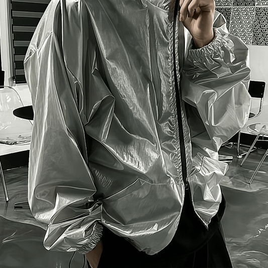 A32 短版亮面防風外套 (古銅Bronze 銀Silver)